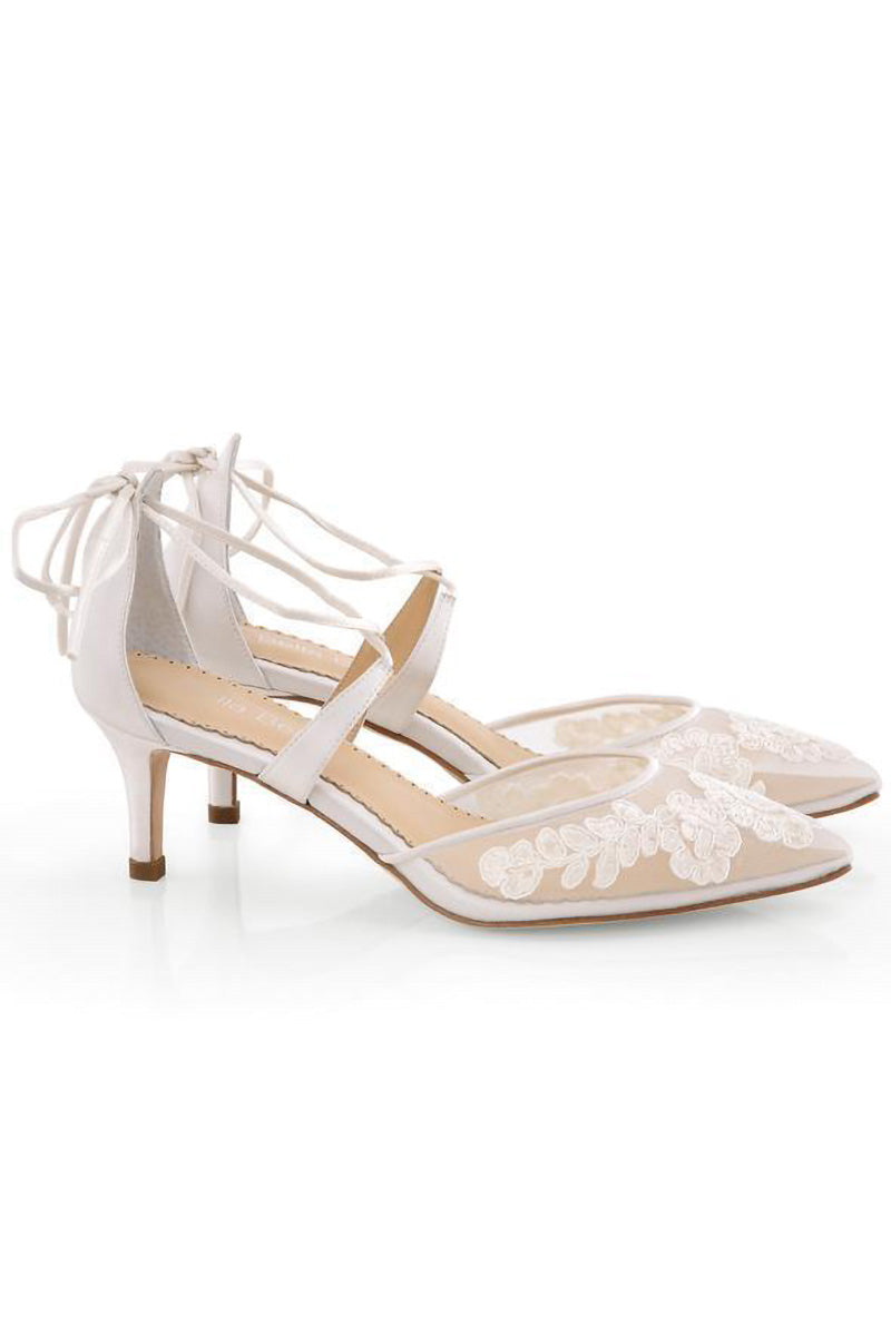 Alencon Lace Kitten Heel Amelia Ivory noni