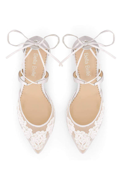 Braut-Kitten Heels mit Alençon-Spitze - Amelia Ivory