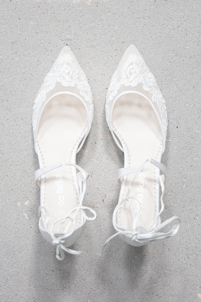 Braut-Kitten Heels mit Alençon-Spitze - Amelia Ivory