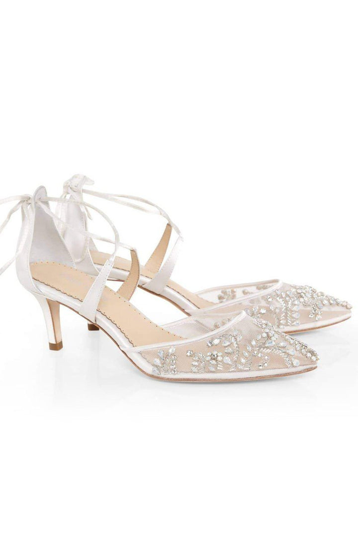 Kitten heel fashion bridal shoes