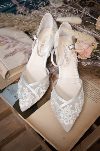 Braut-Kitten Heels mit Vintage-Spitze - Candice Ivory