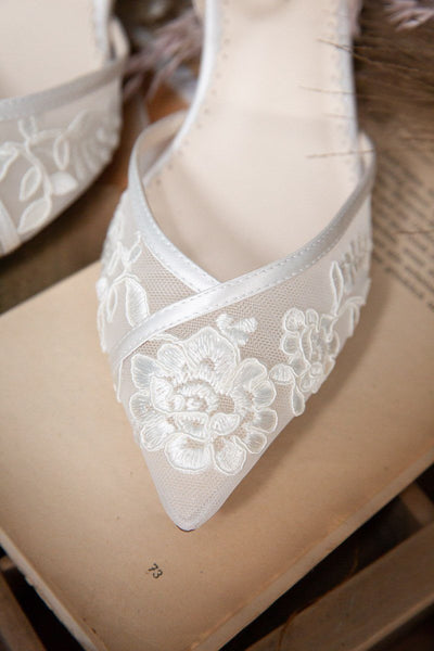 Braut-Kitten Heels mit Vintage-Spitze - Candice Ivory