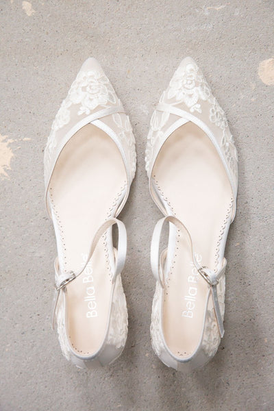 Braut-Kitten Heels mit Vintage-Spitze - Candice Ivory