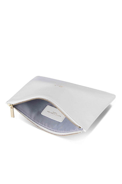 Braut-Pouch, Clutch mit goldenem Schriftzug "Mrs" in Chalky White