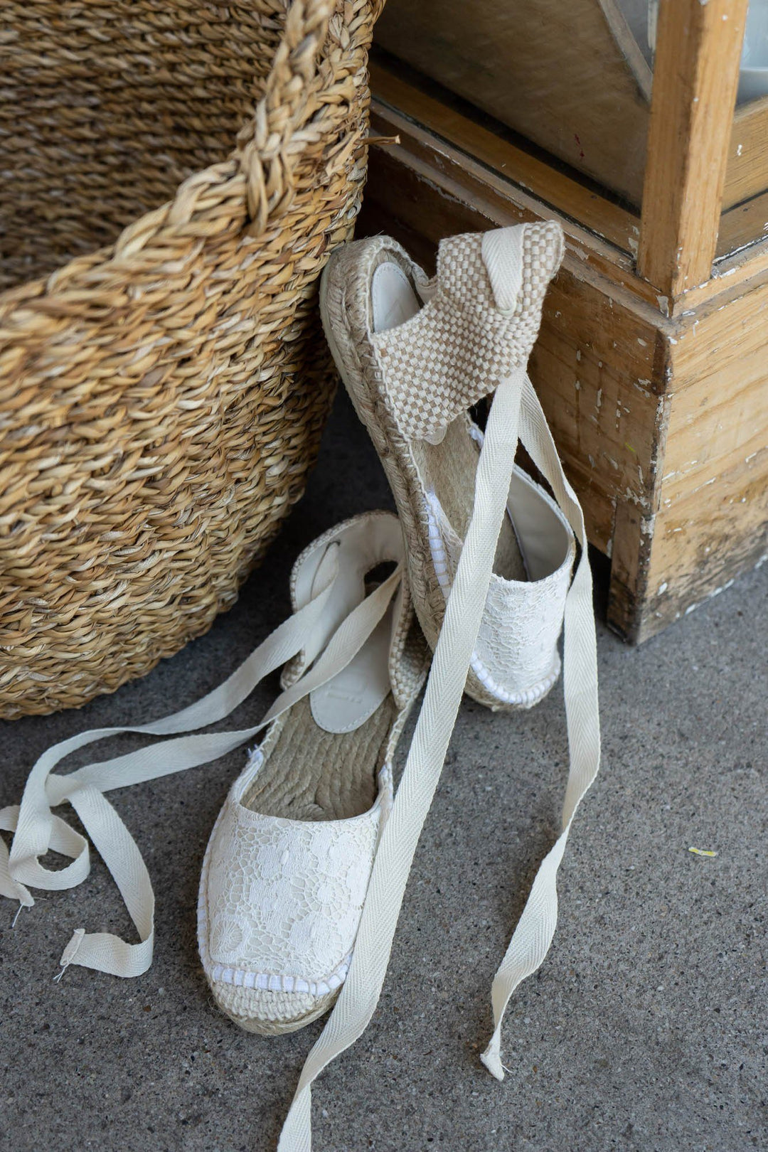 Braut Espadrilles mit Blumen Spitze noni