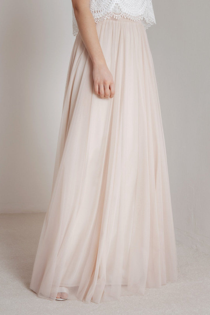 Long tulle blush skirt best sale