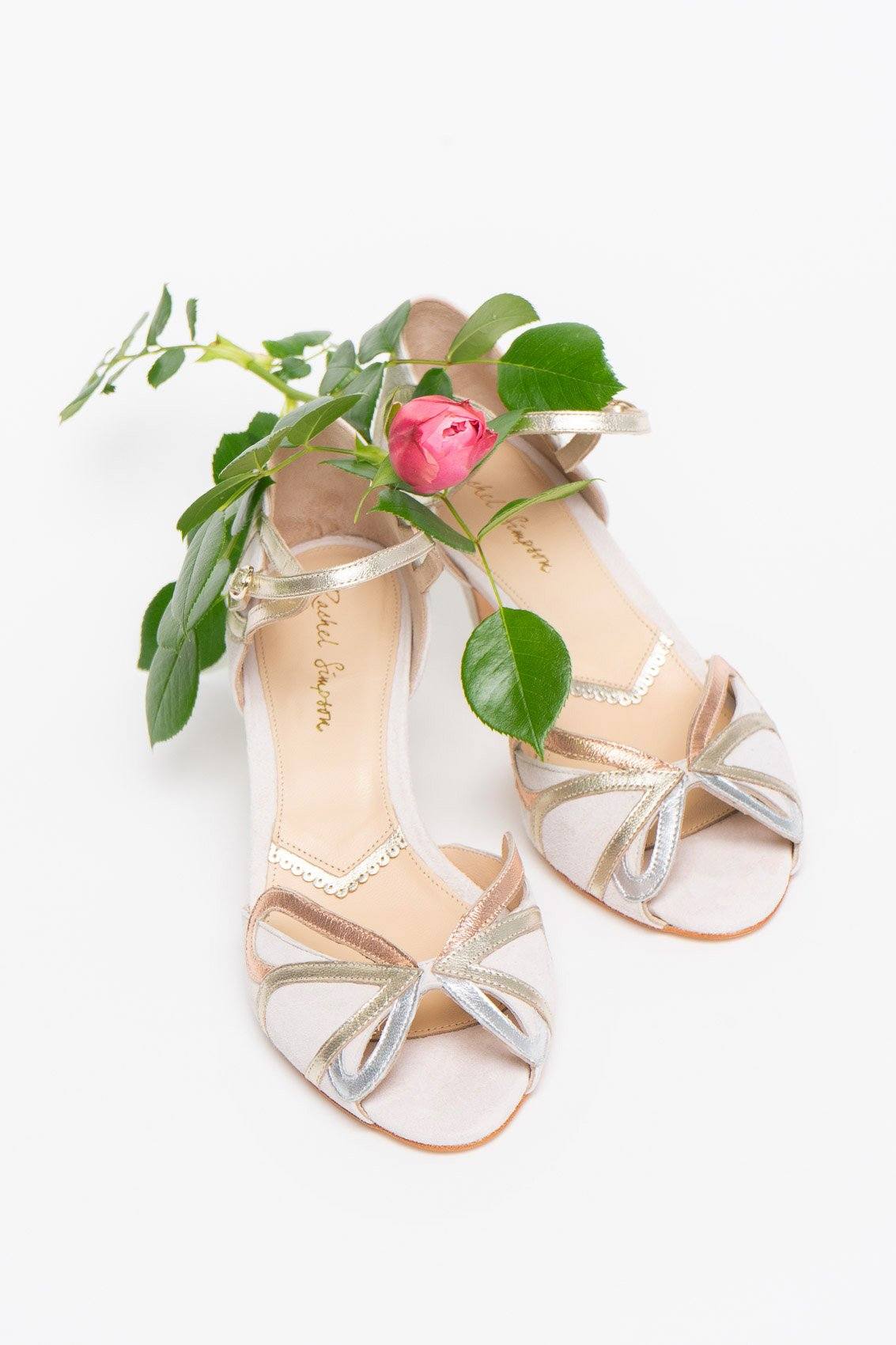 Offener Brautschuh mit Gold, Roségold, Silber - Exklusiv nur bei noni - Cecelia Blush