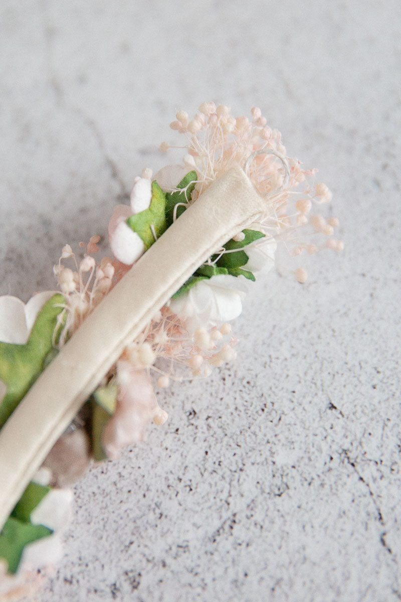 Headpiece im Boho Stil mit Blüten in Rosa und Weiß