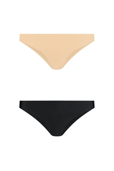 Invisible Brazilian Slips 2-er Set: Nude und Schwarz