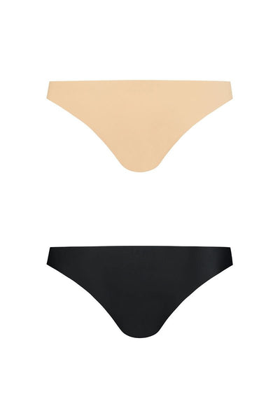 Invisible Brazilian Slips 2-er Set: Nude und Schwarz