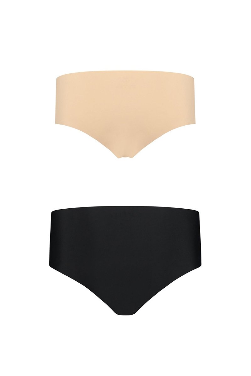 Invisible Hipster Slips 2-Pack: Nude & Schwarz