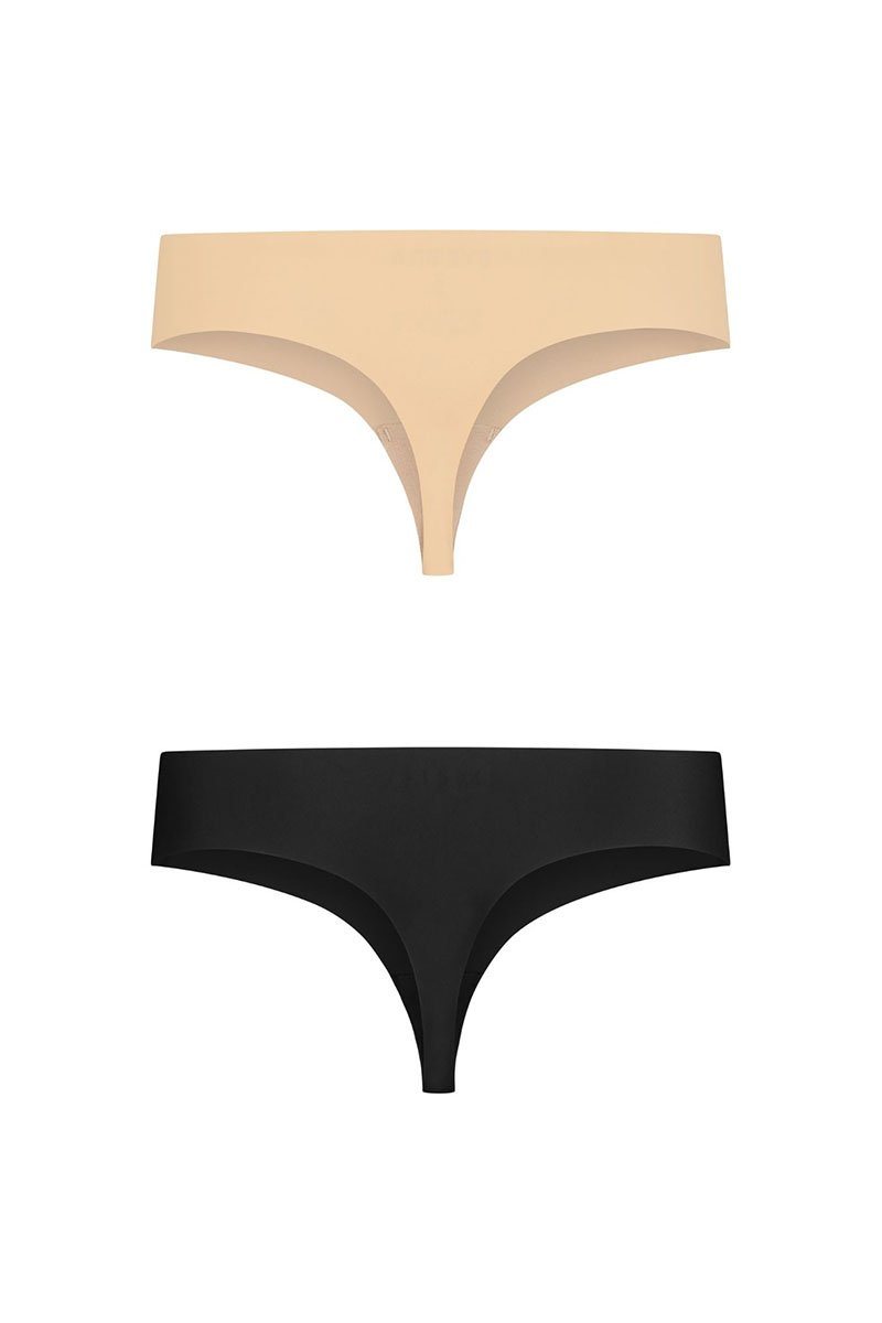 Invisible Thong in Nude und Schwarz, 2-er Set, Rückseite