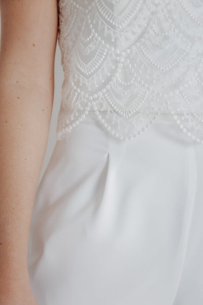 Kurzarm-Braut Top aus Vintage-Spitze - Niah