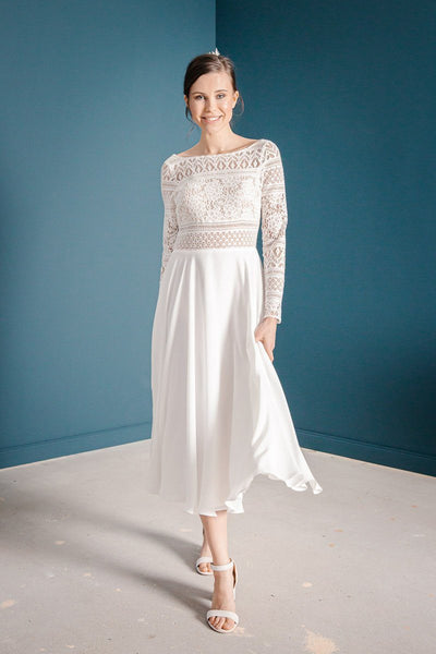 Midi-Brautkleid mit tiefem Rückenausschnitt und Boho Spitze - Shelly Ivory