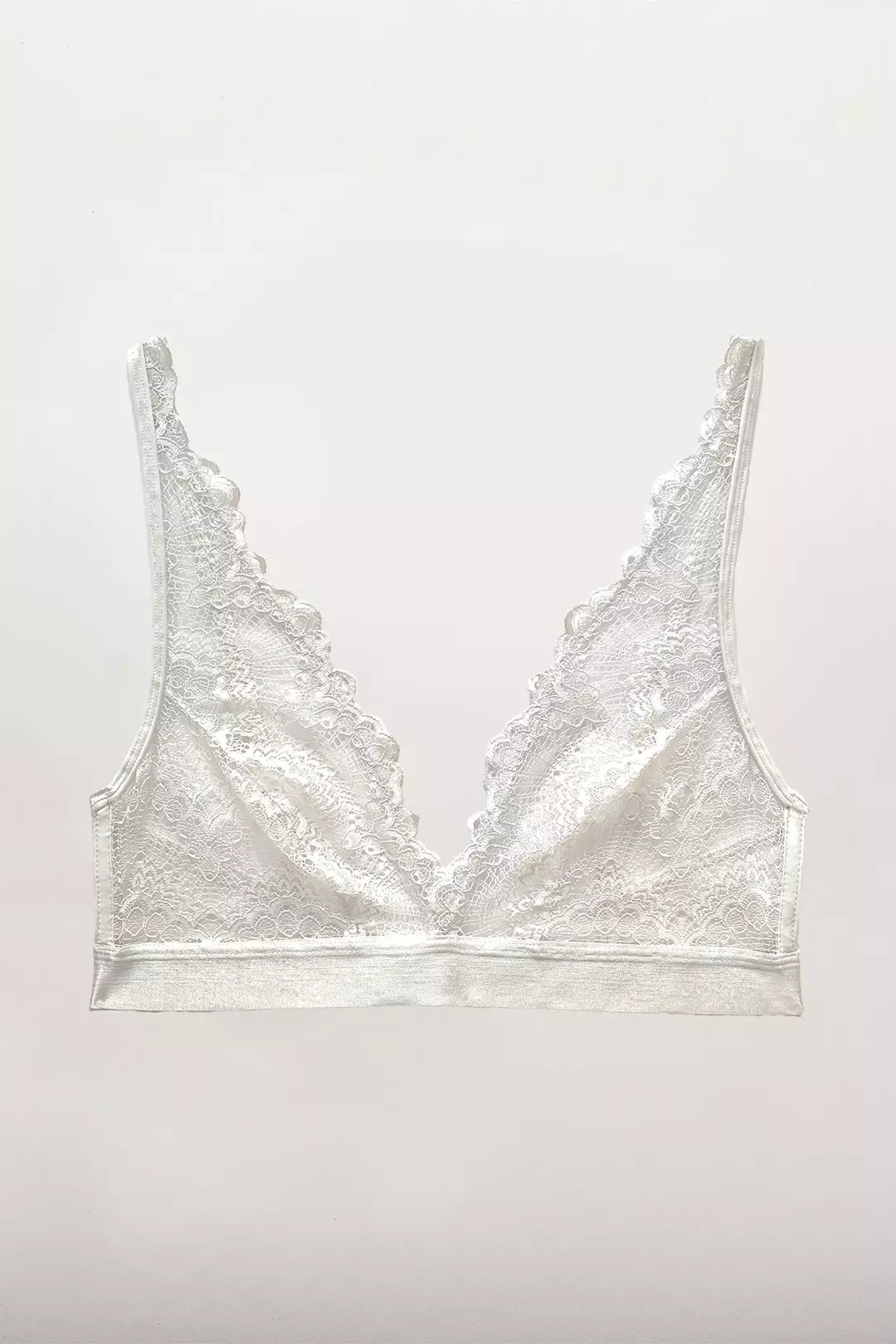 Weißes Plunge Bralette aus Spitze - Blanche