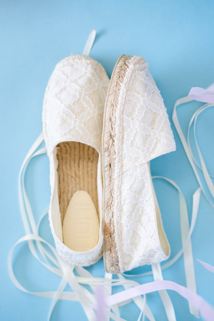 Summer shoes bridal espadrilles with geometric lace for Lou Ava