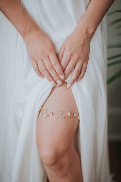 Strumpfband im Boho Glam Stil mit Strasskristallen 