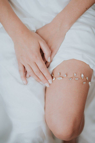 Strumpfband im Boho Glam Stil mit Strasskristallen 