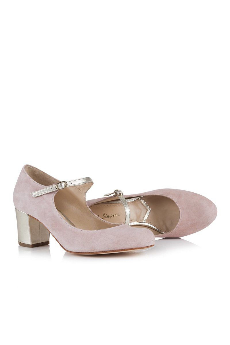 Brautschuh Rosa und Gold, mit niedrigem Absatz - Chloe