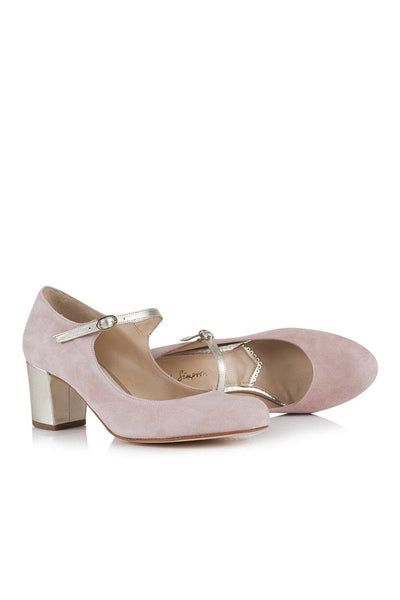 Brautschuh Rosa und Gold, mit niedrigem Absatz - Chloe