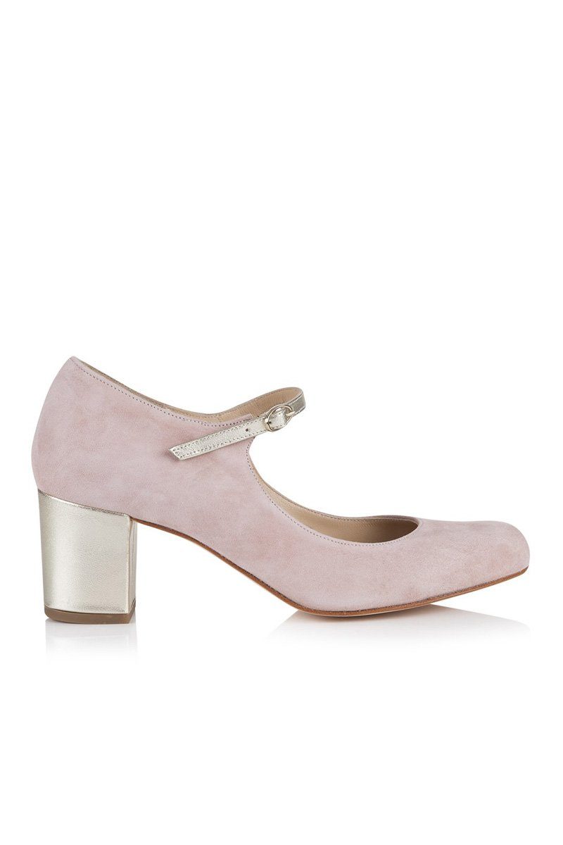 Brautschuh Rosa und Gold, mit niedrigem Absatz - Chloe