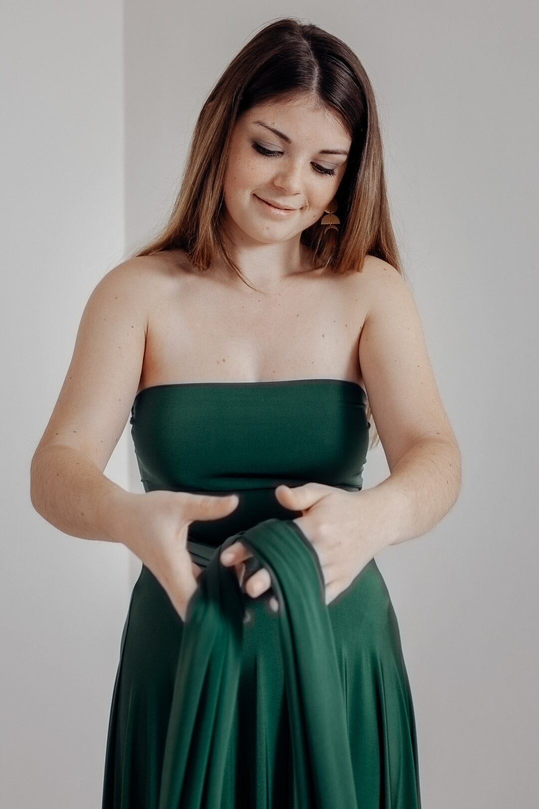 Dunkelgrünes Unterziehtop – Long Jersey Bandeau Forest Green