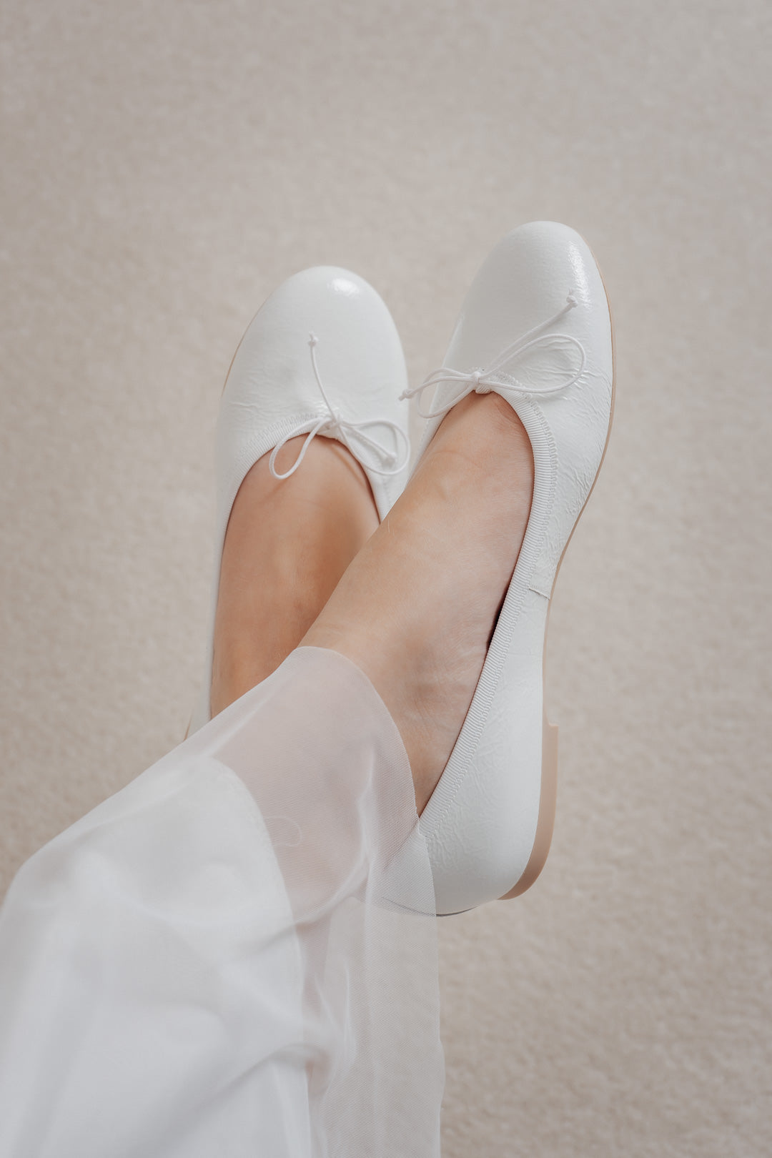 Weisse Ballerinas mit Lackveredelung - NICOLE Douce Blanco